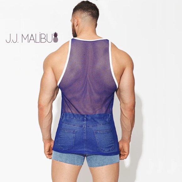 JJ Malibu Open Mesh Tank Top Medium Gently worn RARE sold out style 100% poly - Picture 1 of 6